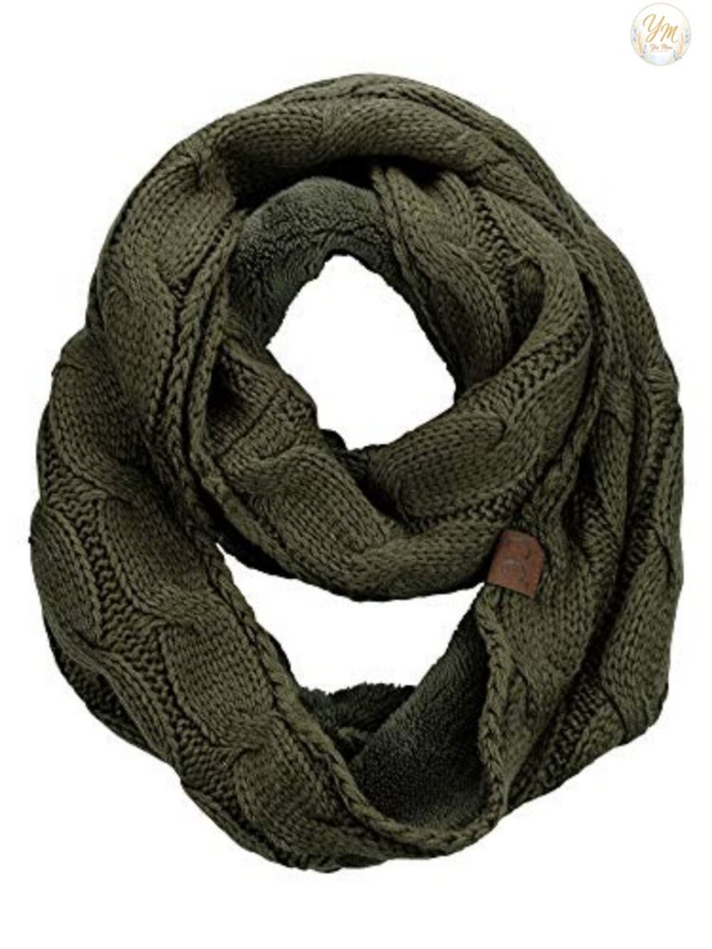 Cable Knit Sherpa Lined Infinity Scarf Warm Pullover Winter Acrylic